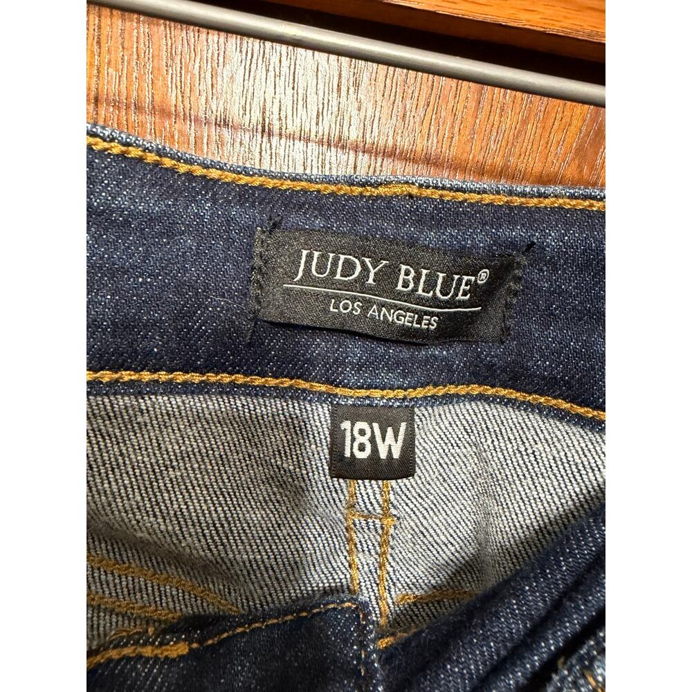 Judy Blue 18W Women's Dark Wash Cropped Straight Leg Jeans Raw Hem Stretch - Picture 3 of 5